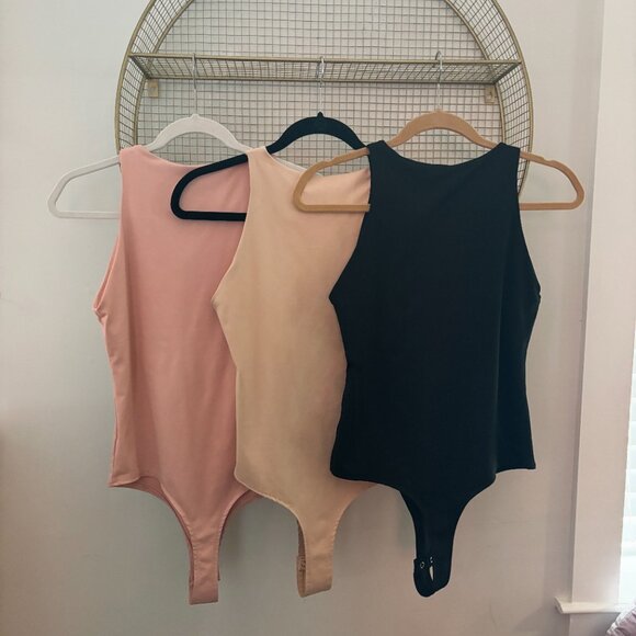 Bundle of 3 REORIA Sleeveless Racer Back Halter Neck Double Lined Bodysuits - Picture 2 of 8